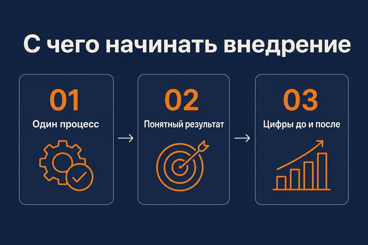 Три шага внедрения: один процесс, понятный результат, цифры до и после – neurovod.ru