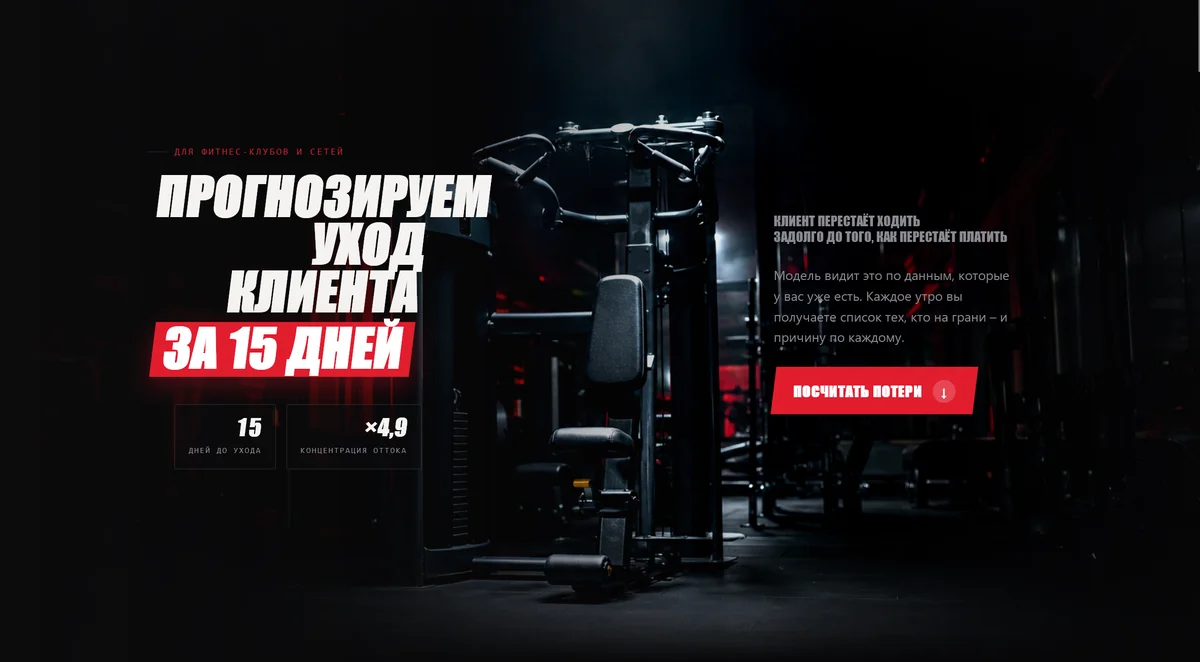 Удержание клиентов фитнес-клуба – предиктивная модель оттока – скриншот страницы